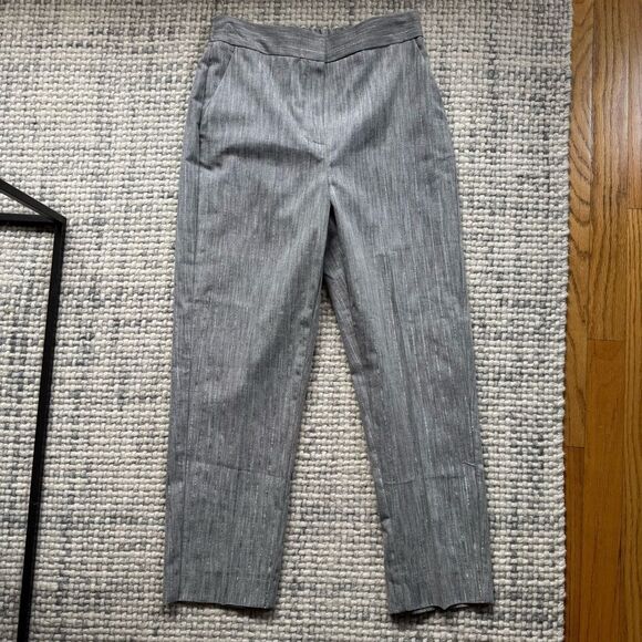 Marella Grey Cotton Silver Pinstripe Cigarette Trouser 2 - Picture 1 of 4